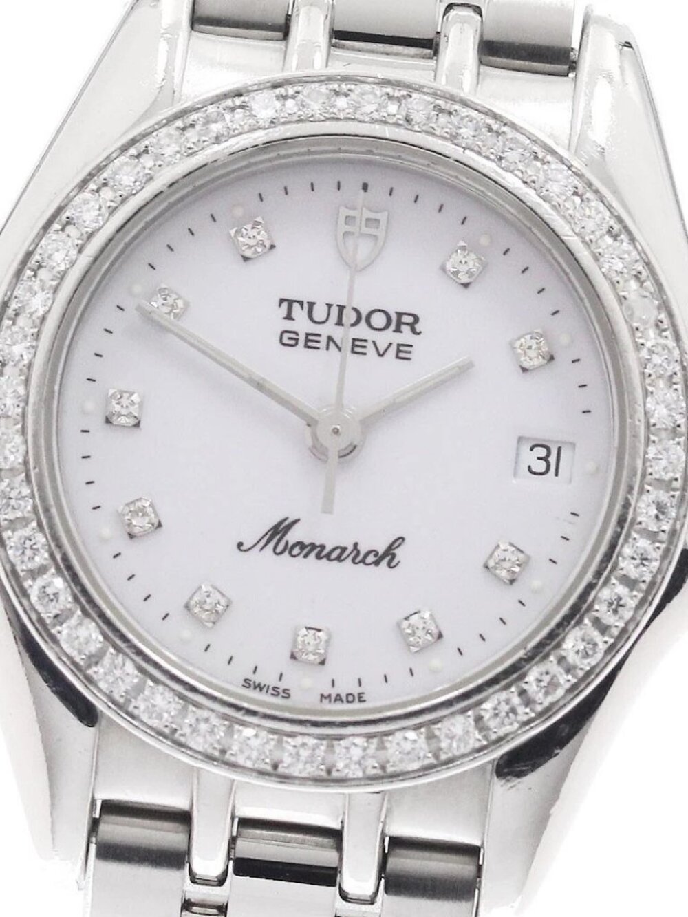 TUDOR Monarch 15810 10P Diamond bezel White Dial Quartz Ladies Watch_943010